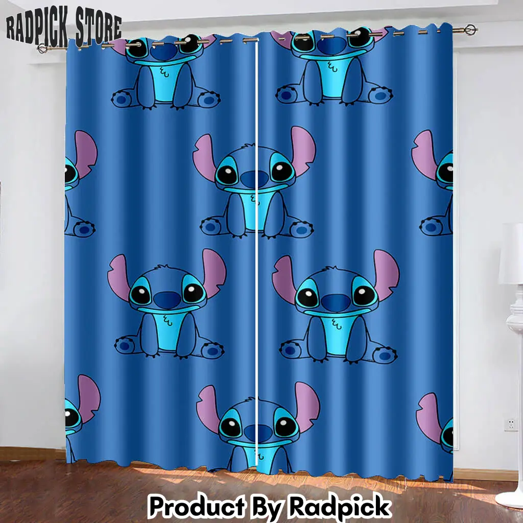 Stitch curtains cosplay blackout window treatments drapesfor room decor  rp149